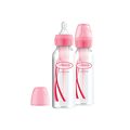 Μπιμπερό Πλαστικό Options+ Με Στενό Λαιμό Ροζ 250ml (2 τεμ) DrBrowns