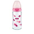 NUK First Choice Plus Μπιμπερό Γυάλινο Σιλικόνης 240ml  Ροζ Με Δείκτη Ελέγχου Θερμοκρασίας