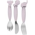 Bo Jungle Σετ Βρεφικά Μαχαιροπίρουνα B-Silicone από Μέταλλο Pink 3τμχ