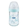 NUK Nature Sense Μπιμπερό Σιελ Γυάλινο 240ml  Με Δείκτη Ελέγχου Θερμοκρασίας