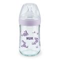 NUK Nature Sense Μπιμπερό ΜωβΓυάλινο 240ml  Με Δείκτη Ελέγχου Θερμοκρασίας