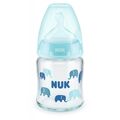 NUK First Choice Plus Μπιμπερό Γυάλινο Σιλικόνης 120ml Blue Με Δείκτη Ελέγχου Θερμοκρασίας