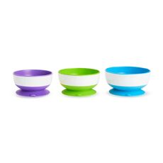 Munchkin Stay Put Bowl Πολύχρωμα Μπωλ Φαγητού Με Βεντούζα Στήριξης 6+ Μηνών 3 Τεμάχια