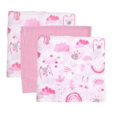 Σετ Πάνες Αγκαλιάς Forest Ροζ 80x80cm 3τμχ