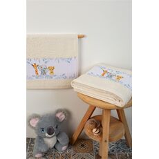 ΠΕΤΣΕΤΑ ΜΕ ΨΗΦΙΑΚΗ ΕΚΤΥΠΩΣΗ ΣΕΤ 2 ΤΕΜ BEBE JUNGLE 109 30X50,70X140 ΕΚΡΟΥ 100% COTTON