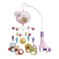 ΜΟΥΣΙΚΟ ΚΡΕΒΑΤΙΟΥ ΜΕ ΦΩΣ CARTOON BEAR PINK BEBE STARS