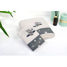 Σετ βρεφικές πετσέτες 2τμχ Aviator 185 30X50,70X140 Ecru-Grey 100% Cotton