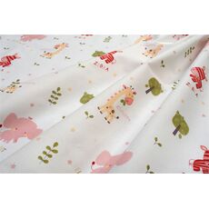 Σεντονάκι Λίκνου bebe Happy Safari 712 80X110 White-Pink 100% Cotton