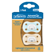 Dr. Brown’s Πιπίλα σιλικόνης εκρού και απαλό γαλάζιο Advantage 0-6 μηνών (2 τεμ.)