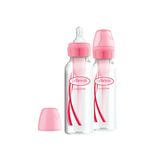Μπιμπερό Πλαστικό Options+ Με Στενό Λαιμό Ροζ 250ml (2 τεμ) DrBrowns