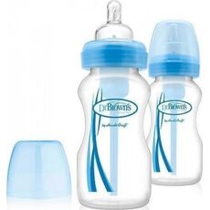 Dr. Brown's Natural Flow Options+ Πλαστικό Μπιμπερό με Φαρδύ Λαιμό & Θηλή Σιλικόνης 2x270ml