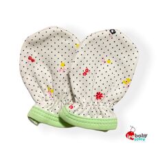 Floral green cotton gloves