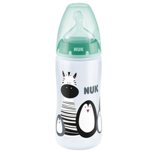 NUK Monochrome Animals First Choice Plus Σιλικονης 0-6 Μπιμπερό 300ml με Δείκτη Ελέγχου Θερμοκρασίας