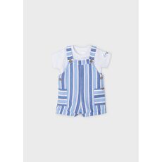 Blue boy striped dungarees set