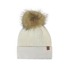 Children's hat with a lapel, off-white
