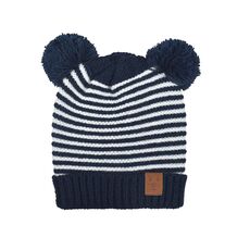 Baby cap with pom pom shape blue