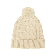 Children's pom pom cap, off-white