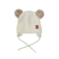 Βρεφικό σκουφί με pom pom σχ.εκρού