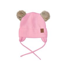 Baby cap with pom pom pink