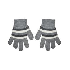 Children's gloves with stripes, gray