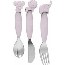 Bo Jungle Σετ Βρεφικά Μαχαιροπίρουνα B-Silicone από Μέταλλο Pink 3τμχ
