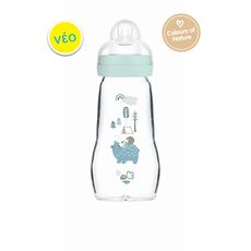Feel Good Glass Baby Bottle 260ml – Forest Ciel Collection