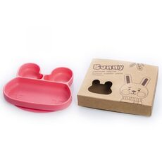 Πιάτο σιλικόνης κουνελάκι με χωρίσματα ροζ