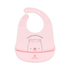 Βρεφική Σαλιάρα Σιλικόνης- Kikkaboo Silicone Bib Bear With Me Pink
