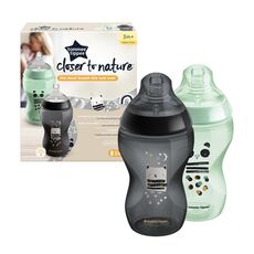 Tommee Tippee Πλαστικό Μπιμπερό Closer to Nature Κατά των Κολικών με Θηλή Σιλικόνης 340ml για 3+ μηνών 2τμχτμχ Μαύρο - Πράσινο Panda & Owl