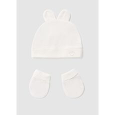 Mayoral Σετ σκούφος και γάντια βαμβάκι BCI νεογέννητο λευκό