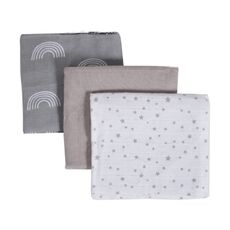 Σετ Πάνες Αγκαλιάς Stars Γκρι 70x80cm. 3τμχ