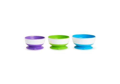 Munchkin Stay Put Bowl Πολύχρωμα Μπωλ Φαγητού Με Βεντούζα Στήριξης 6+ Μηνών 3 Τεμάχια
