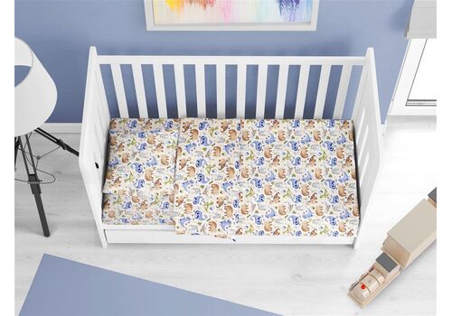 ΠΑΠΛΩΜΑ ΕΜΠΡΙΜΕ BEBE DINOSAUR 517 120X160 SKY BLUE 100% COTTON