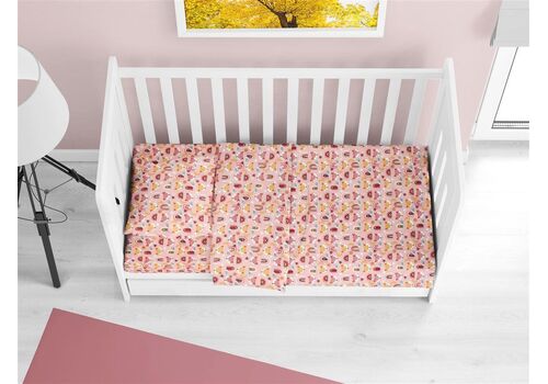 Σεντόνια Κούνιας  Φανελένια Fox pink 3τμχ Dimcol