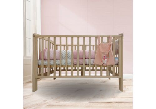 Κούνια Troll Nursery Basic Lux Natural με κάγκελο που κατεβαίνει