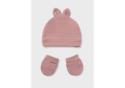 Mayoral Σετ σκούφος και γάντια βαμβάκι BCI νεογέννητο pink