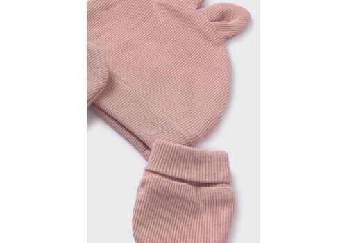 Mayoral Σετ σκούφος και γάντια βαμβάκι BCI νεογέννητο pink
