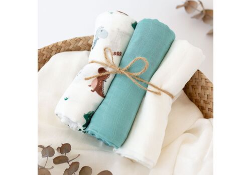 Βρεφική Πάνα Μουσελίνα Bamboo Dinos | Σετ 3τμχ.