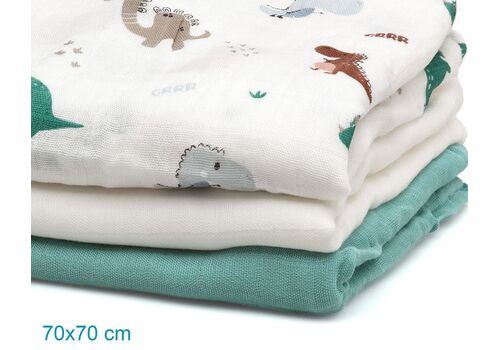 Βρεφική Πάνα Μουσελίνα Bamboo Dinos | Σετ 3τμχ.