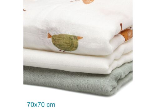 Σετ Πάνες Αγκαλιάς  Bamboo Birds 70x70cm. 3τμχ Σετ Πάνες Αγκαλιάς  Bamboo Birds 70x70cm. 3τμχ