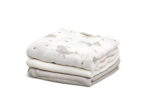 Μουσελίνα Bamboo Whales 70x70εκ. Σετ 3τμχ.