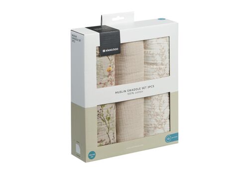 Σετ 3 μουσελίνες μεγάλες από βαμβάκι 100x100 cm Secret Garden Beige