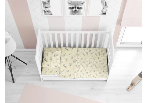 Σεντόνια Κούνιας Φανελένια  bebe Birds 16 Ecru 3τμχ Dimcol