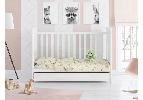 Σεντόνια Κούνιας Φανελένια  bebe Birds 16 Ecru 3τμχ Dimcol