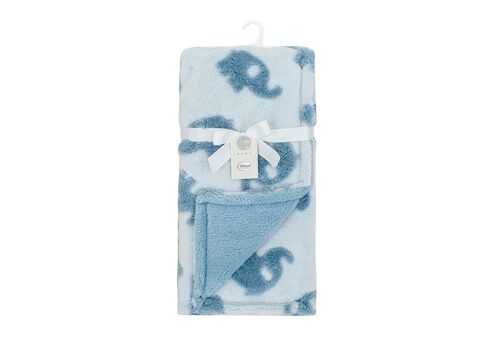 Κουβέρτα Sherpa Jacquard bebe 460 gsm Elephant 08 75X100 Sky Blue