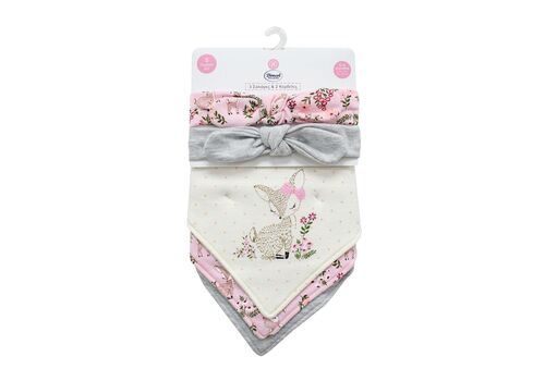 Σαλιάρα Μπαντάνα Interlock & Επένδυση Terry με Κουμπία bebe Σετ 5 Τεμ. Deer 25