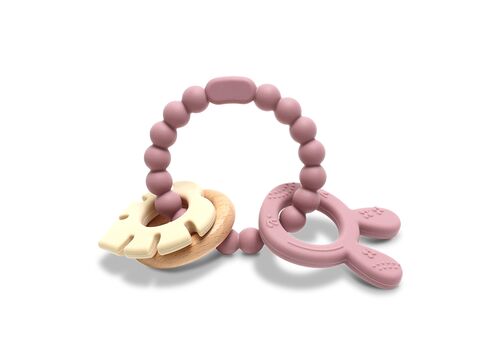 Μασητικο Σιλικονης  με Οξια Λαγουδακι Deep Pink