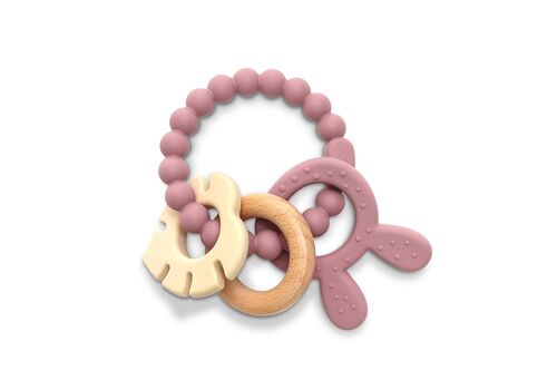 Μασητικο Σιλικονης  με Οξια Λαγουδακι Deep Pink