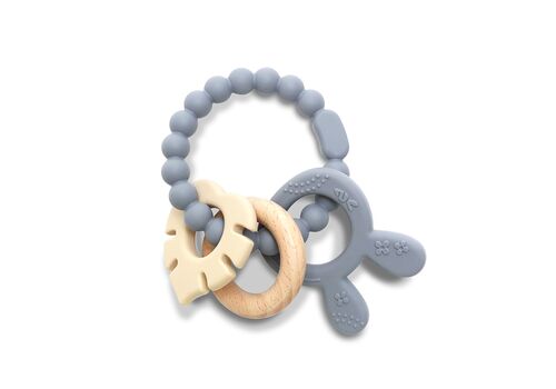 Μασητικο Σιλικονης με Οξια Λαγουδακι Grey