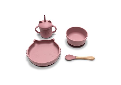 Σετ Φαγητού 4τμχ Σιλικόνης Pink  6+Μ